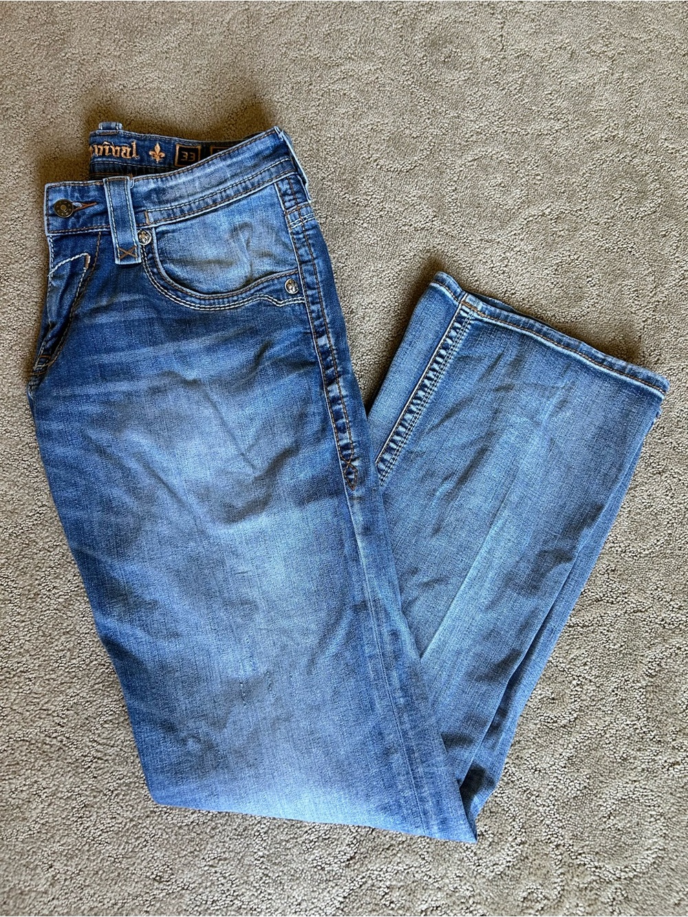 Rock Revival Men’s Bootcut Jeans - Light Blue Wash